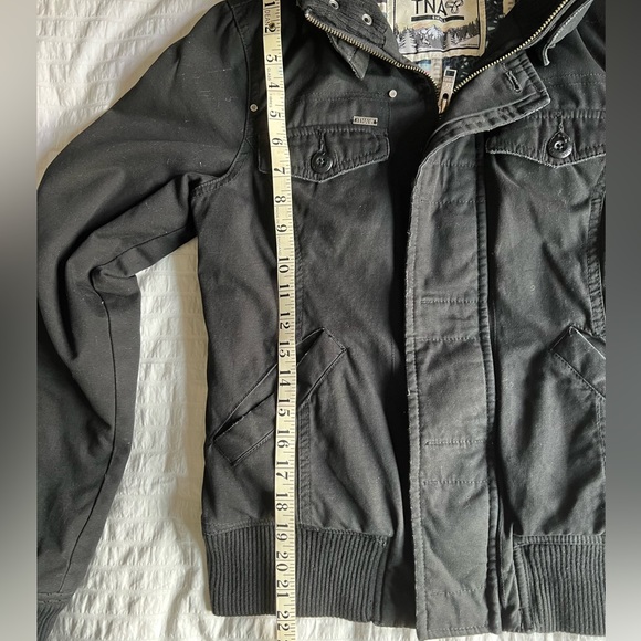 Aritzia TNA Distressed Maverick Cotton Bomber Jacket- Size Small - Black - Picture 7 of 9